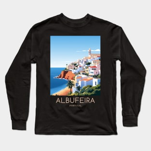 A Pop Art Travel Print of Albufeira - Portugal Long Sleeve T-Shirt